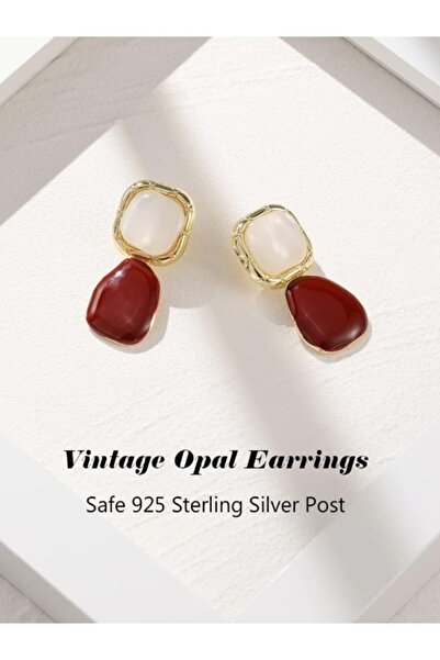 Shisa Jewel Kadınlar Için Emibele Opal Küpe, 925 Ayar Gümüş Post Altın Kaplama(11)