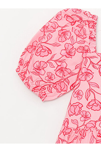 LC Waikiki LCW Kids Kare Yaka Çiçekli Kısa Kollu Kız Çocuk Elbise