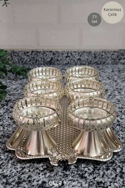 Passionis Gold Tepsi ve 6 Adet Sunumluk, İkramlık, Çerezlik ,Lokumluk