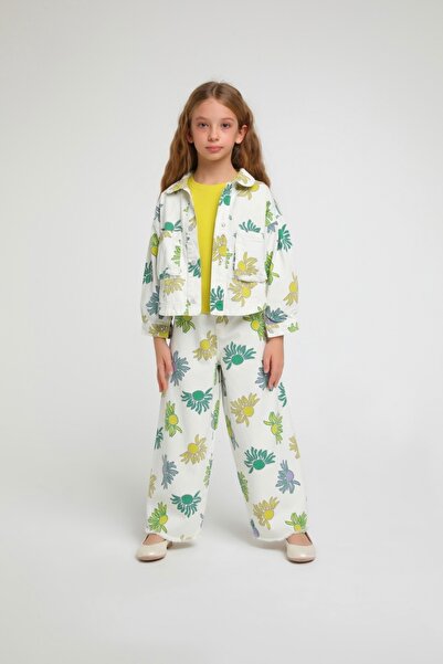 Escabel LIMI girl's printed gabardine jacket wide leg pants 2-piece set