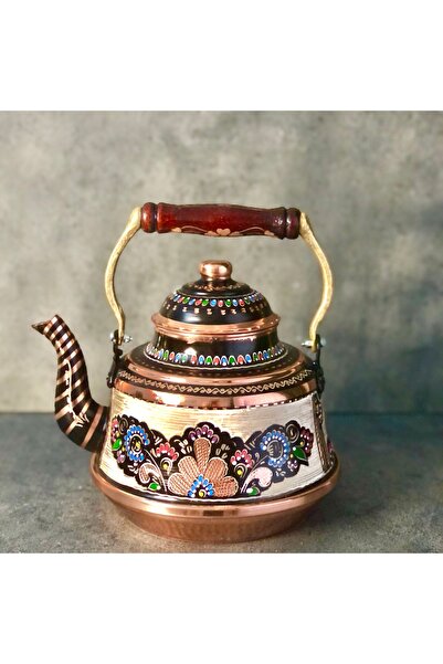 Copper Studio 999 3,2 Litre Tekli Kalaylı Dövme Bakır Demlik, El İşlemeli Nos...