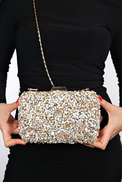 LuviShoes SEUL Beige Pebble Stone Women's Evening Dress Bag