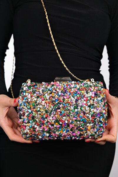 LuviShoes SEUL Beige Multi Pebble Women's Evening Dress Bag