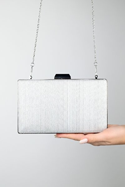 LuviShoes YADAYA Silver Striped Women's Evening Bag