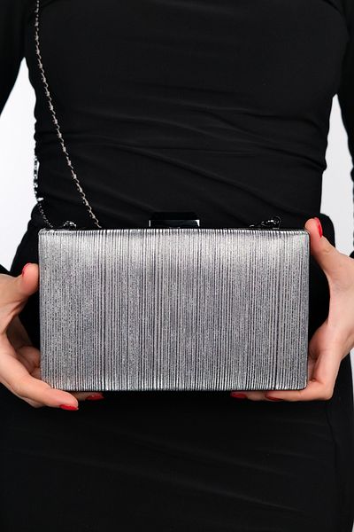 LuviShoes YADAYA Abendtasche für Damen in Platin mit Streifen