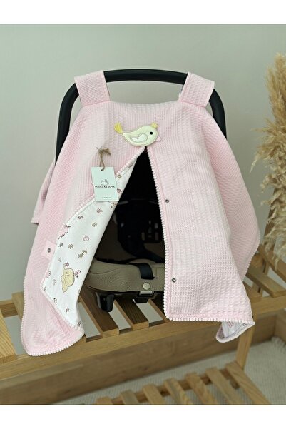 MAMARADUGA Pink Baby Love Bird - غطاء عربة أطفال فردي، مزدوج الجوانب