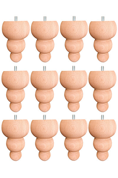 turanahşap Koltuk Ayağı - Sehpa Ayağı - Ahşap Ayak - Uzunluk: 12 Cm / Çap: 7....