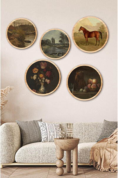 kutuTR Notpa Dekorize Mdf 5 Parça Çerçeve Görünümlü Tablo Set 5005