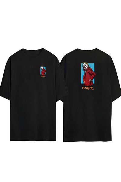 THEWERT Tricou supradimensionat negru cu imprimeu Joker Joaquir Phoenix unisex față în spate