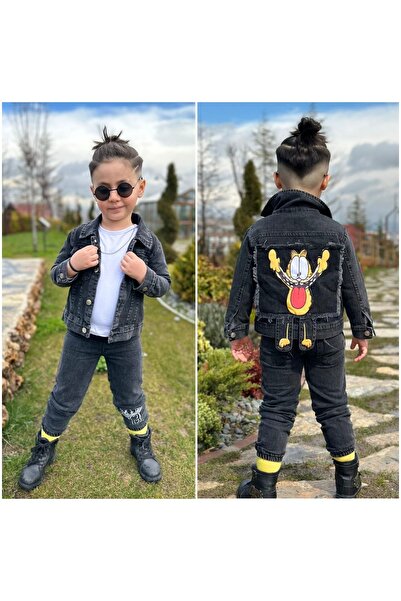 tunay moda Garfield jeans suit and T-shirt combo
