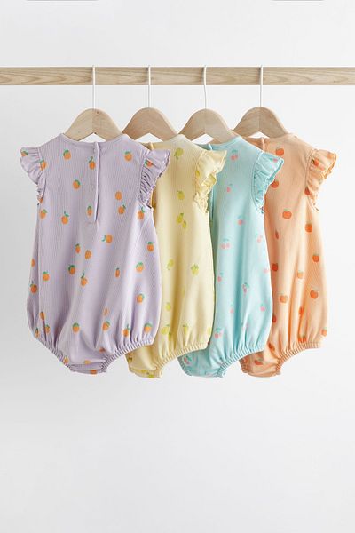 Next Baby Baby 100% Cotton Multi Pastel Fruit Patterned 4-Piece Rompet Set