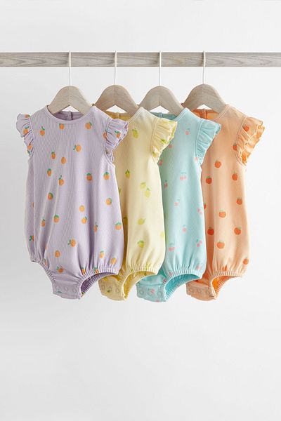 Next Baby Baby 100% Cotton Multi Pastel Fruit Patterned 4-Piece Rompet Set