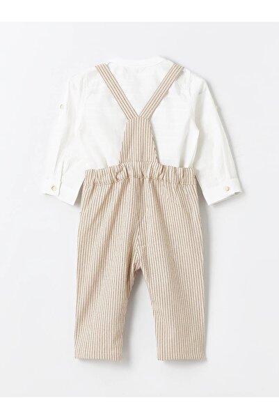 LC Waikiki KANZ Bisiklet Yaka Uzun Kollu Basic Erkek Bebek Gömlek ve Pantolon 2'li Takım