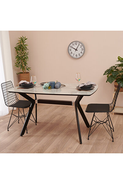 Just Home Akın Lüx Mermer Desenli Masa - Gri / Siyah