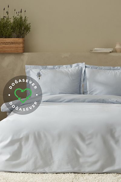 Karaca Home Σετ κρεβατιού Doğasever Lavender Doğadan Colors Διπλό Παπλωματοθήκη Λιλά