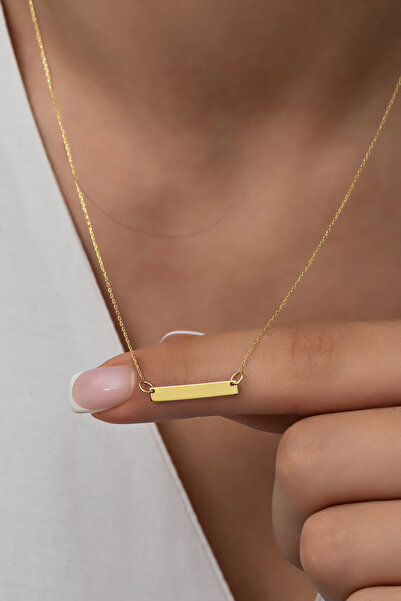 Adieu Silver 925 Ayar Hediye Kutulu Gümüş Kare Plaka Kenarı Kalpli Isim Yazılır Kolye Gms38