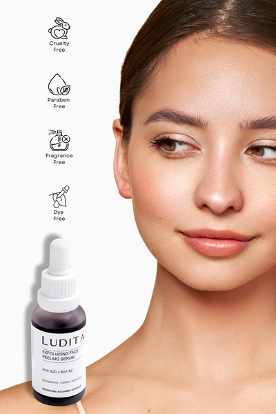 LUDITA Kırmızı Serum – %20 AHA + %2 BHA Peeling, Cilt Yenileyici & Ton Eşitleyici