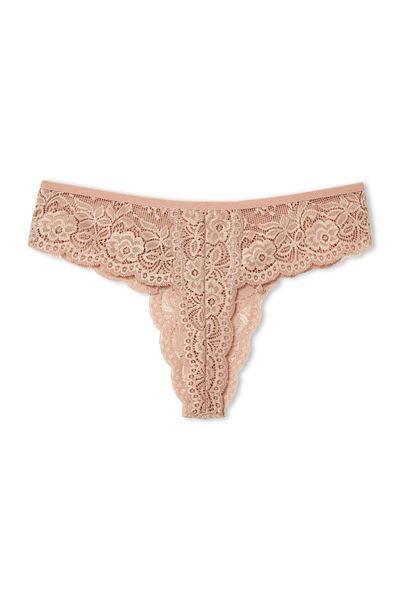 HNX Γυναικεία εσώρουχα καφέ Plus Size Lace Brazilian Thong