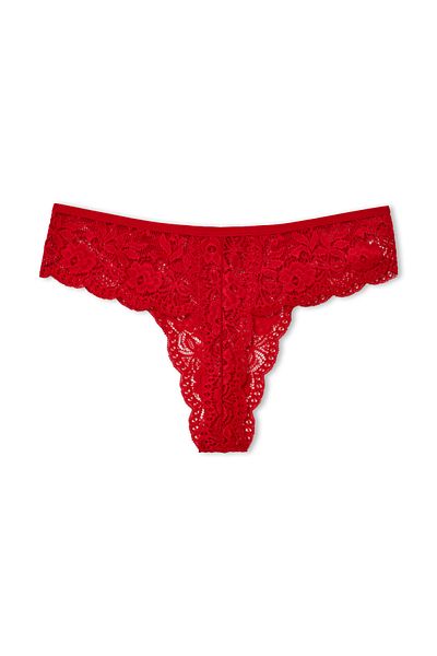 HNX Plus Size Red Lace Brazilian Thong Women's Panties