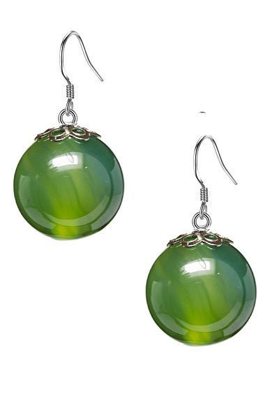 Tesbih Atölyesi Natural Stone Earrings with Certified Jade Stone