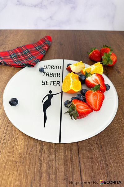 Decorita Glass Diet Plate| Glass Presentation Plate| Half Plate Enough| Diameter25cm