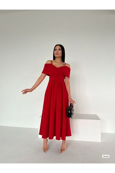vuvutasarım Νέα σεζόν Scuba Fabric Shoulder Λεπτομερές γυναικείο βραδινό φόρεμα επιστροφής στο σπίτι 582586