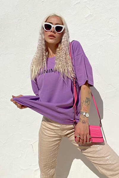 Swist Μωβ μινιμαλιστικό μπλουζάκι με λαιμόκοψη