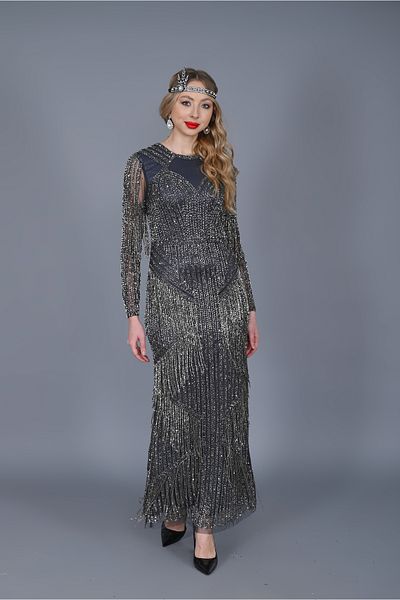 GATSBYLADY LONDON VİLMA - HAND EMBROIDERED, Rhinestone TASSEL DRESS