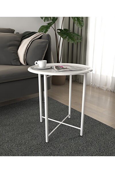 HASTUNÇ Katlanır Metal Orta Sehpa-beyaz