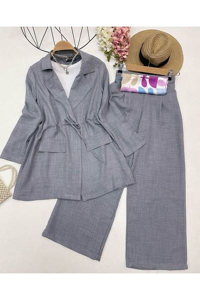 YILMAZBARMAZ costum haină de in pentru femei