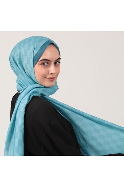 ipekistanbul Şal Bumbac Mătase - Model Şah - Albastru