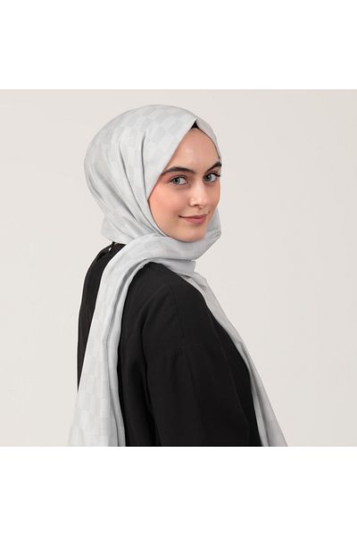 ipekistanbul Şal Bumbac Mătase - Model Şah - Argintiu
