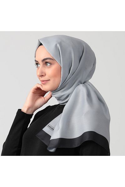 ipekistanbul Βαμβακερό μεταξωτό σάλι - Μονόχρωμο σάλι - Γκρι