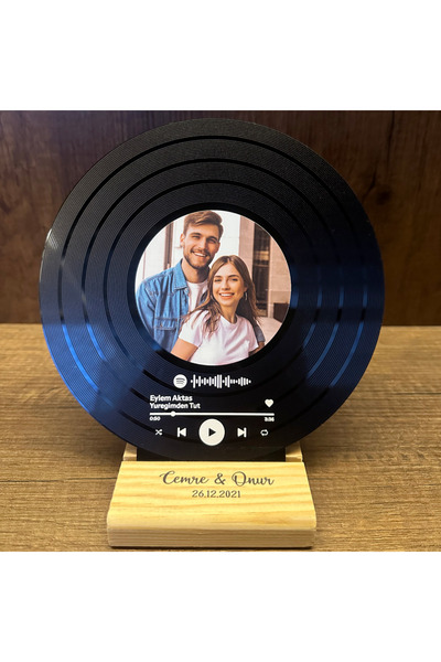 Lazergo Kişiye Özel Spotify Barkodlu Siyah Plak