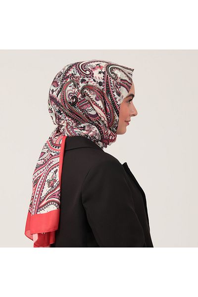 ipekistanbul Cotton Silk Shawl - Ethnic Pattern - Red