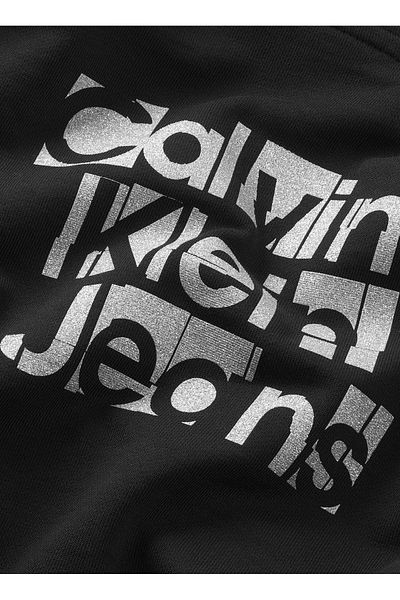 Calvin Klein Black Metallic Printed Women's Sweatshirt - Ckj Back Logo Hoodie