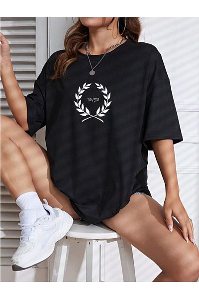Revasser Unisex γυναικείο/ανδρικό μπλουζάκι REVASSER PERRY Πολύχρωμο, προσαρμοσμένο με στάμπα μεγάλου μεγέθους, βαμβακερό χτενισμένο βαμβακερό μπλουζάκι