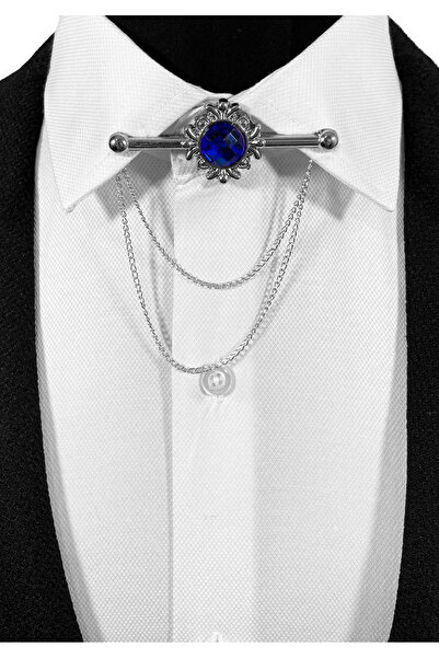 BLC Basic Line Co. Her Gömleğe Uygun Gümüş Gri Renk Çerçeve İçinde Mavi Taşlı...