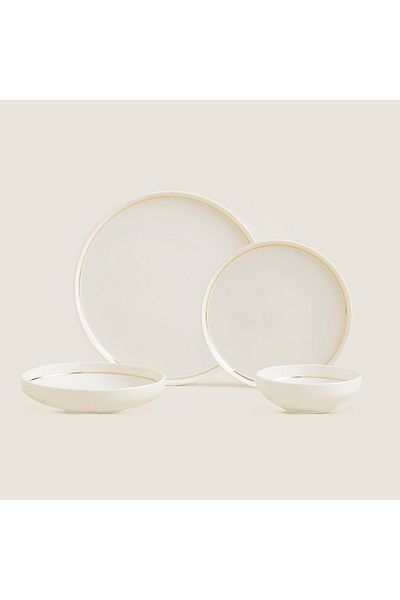 Chakra Luna Gold Rim Dinner Set 16 Pieces Gold