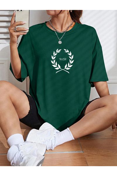 Revasser Unisex γυναικείο/ανδρικό μπλουζάκι REVASSER PERRY Πολύχρωμο, προσαρμοσμένο με στάμπα μεγάλου μεγέθους, βαμβακερό χτενισμένο βαμβακερό μπλουζάκι