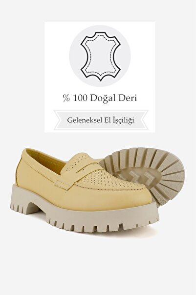 TUNAELLİ ДАМСКИ МОКАСИНКИ ОТ ЕСТЕСТВЕНА КОЖА В ЛИМОНОВО ЖЪЛТО, РАЗМЕР 36-41