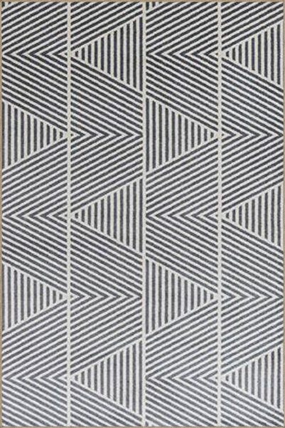 Rugs Modern Halı Сив килим със зигзагов десен и тъкана основа 3798