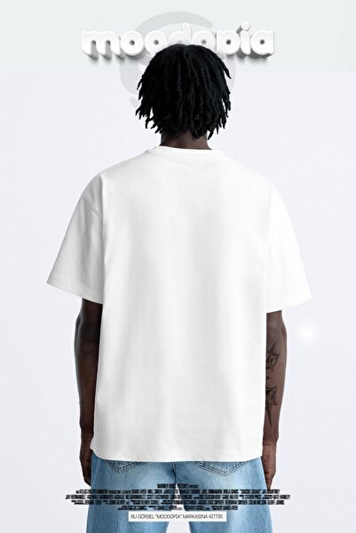 Moodopia Λευκό υπερμεγέθη μπλουζάκι C'est La Vie Paris με στάμπα