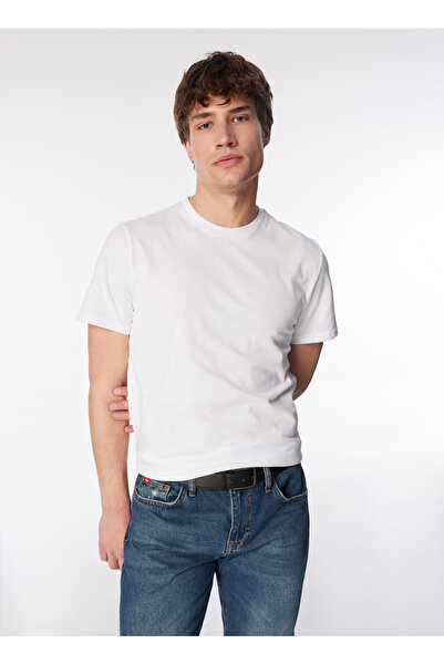 Lee Cooper Ανδρικό μπλουζάκι με στρογγυλή λαιμόκοψη λευκό 242 LCM 242019 BASELO WHITE