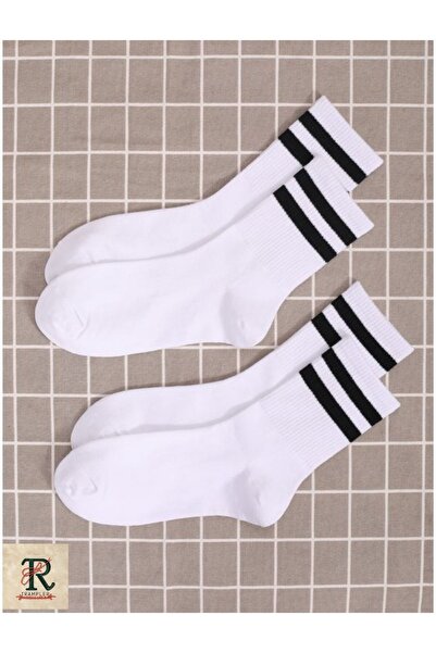 trampler Унисекс колежански чорапи на ивици в черно и бяло от 4 части