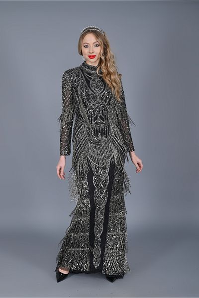 GATSBYLADY LONDON HAZEL - HAND EMBROIDERED, Rhinestone TASSEL DRESS