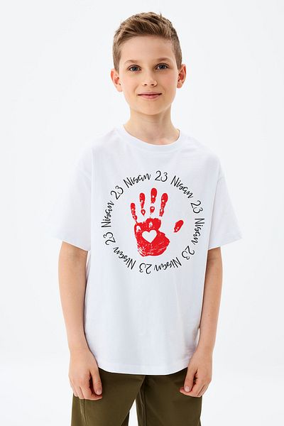 ADABEBEK Tricou pentru băieți cu imprimeu personalizat, cu model de mână pentru copii, 23 aprilie