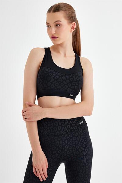 GRAB Women's Black Adjustable Embos Sports Bra