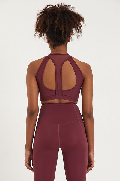 GRAB Αθλητικό σουτιέν μπορντό Halter Neck