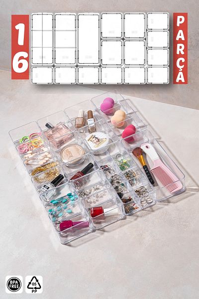 Nandy Home Συρτάρι 16 τεμαχίων με καπάκι, Σετ Organizer πολλαπλών χρήσεων